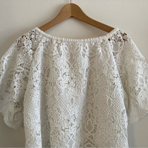 Martha Stewart Collection White Crochet Knit Top Large Cottagecore - Picture 9 of 11